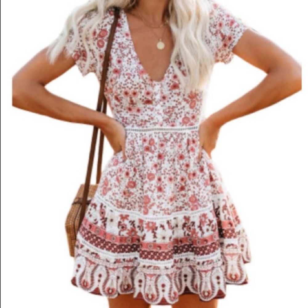 Boho Pink Floral Dress